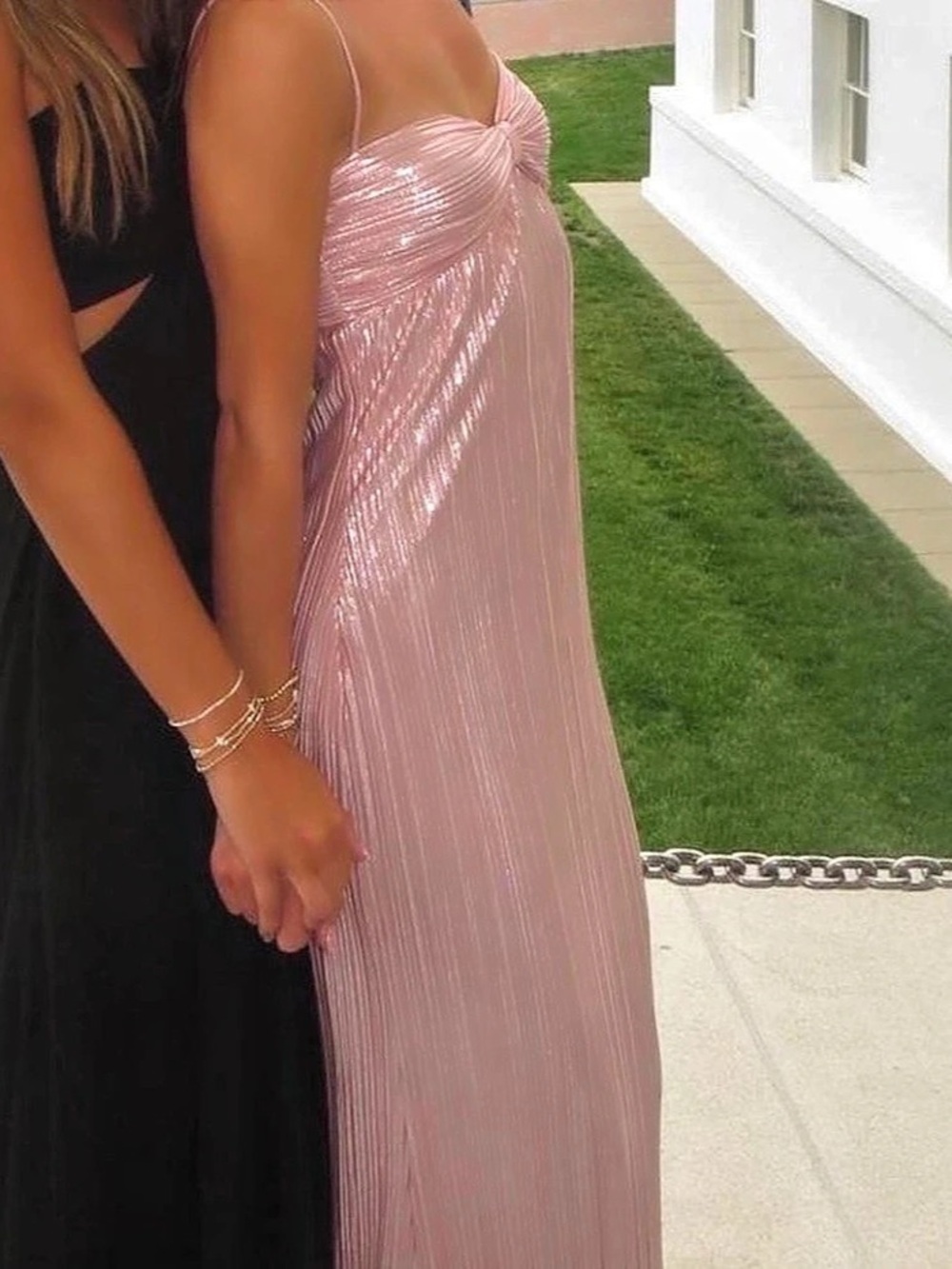 Lovers and Friends Mya Gown Pleated Maxi Dress Pink XS